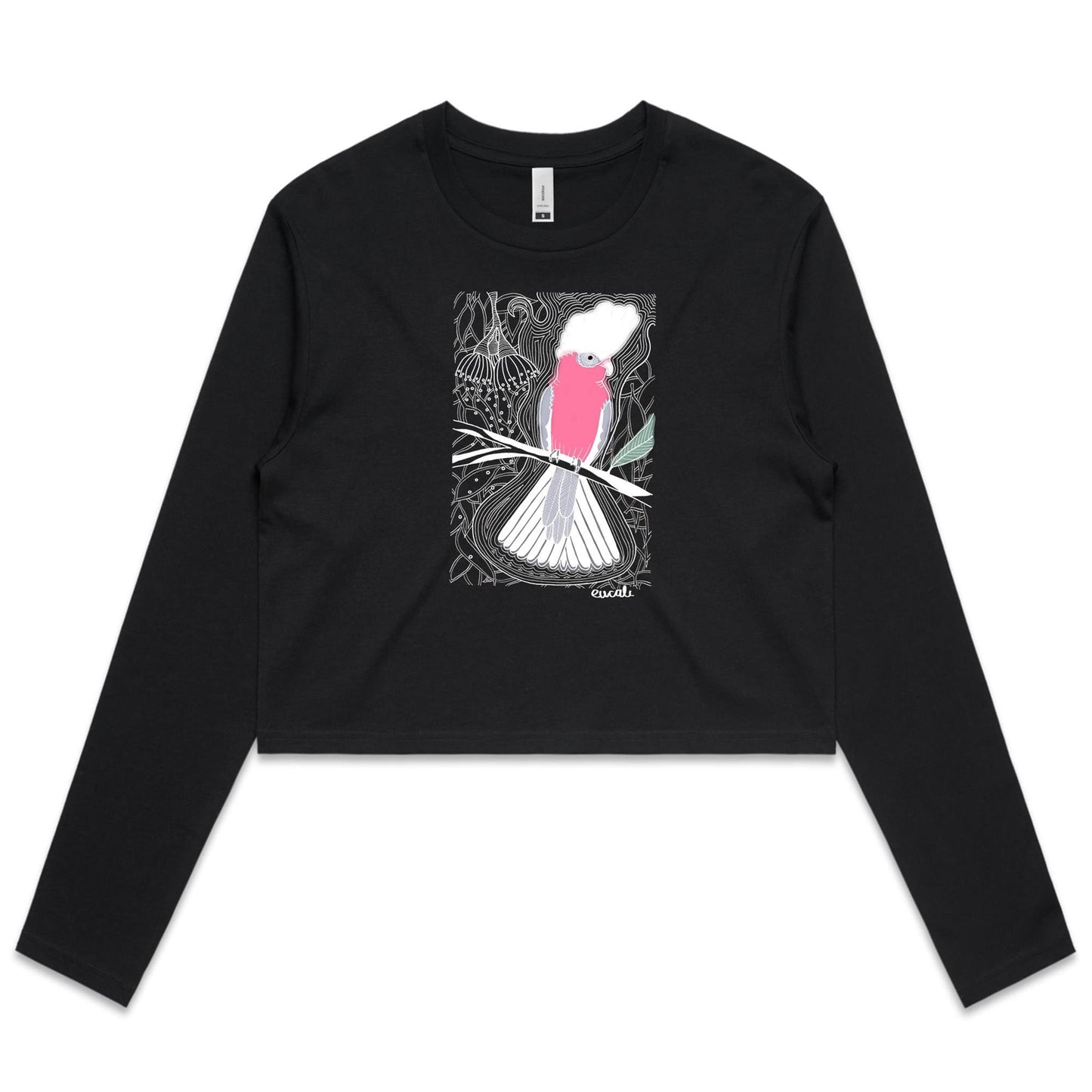 "Flaming Galah" Long Sleeve Crop T-Shirt
