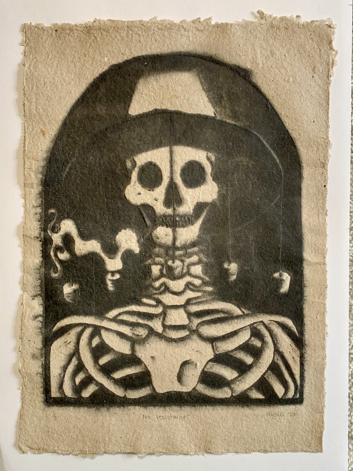 No resistance, 2024 (linoprint)